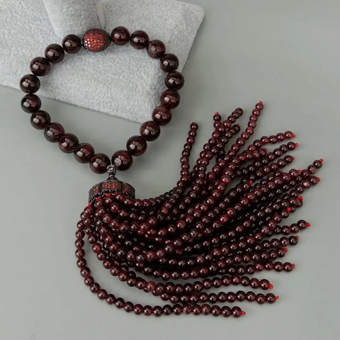 Red Garnet Tassel Mala-ToShay.org