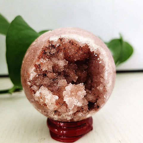 Pink Amethyst Geode Crystal Ball-ToShay.org