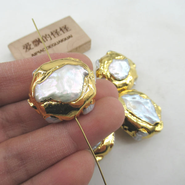 White Pearl Bezel Beads-ToShay.org