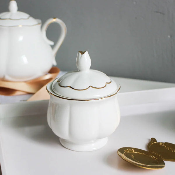 White Ceramic Sugar Creamer Set-ToShay.org