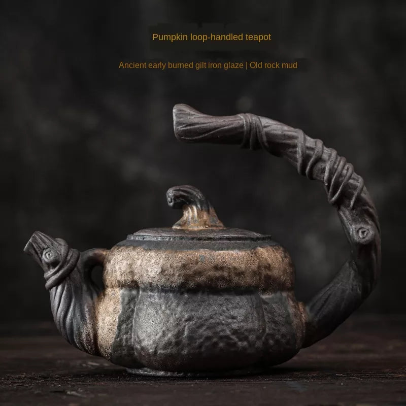 Pumpkin Loop-Handle Teapot-ToShay.org