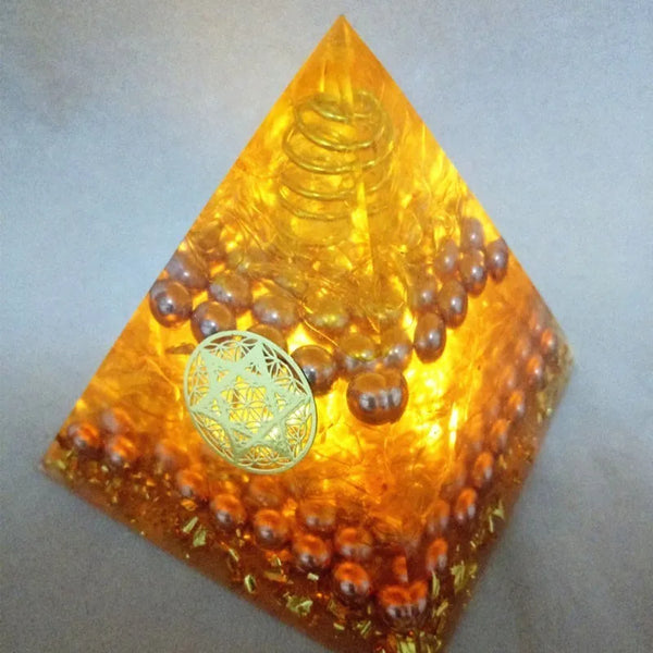 Yellow Aura Crystal Orgonite Pyramid-ToShay.org