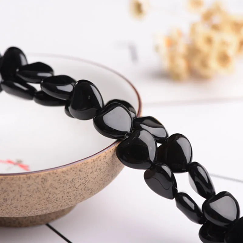 Black Agate Heart Beads-ToShay.org