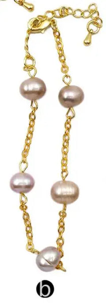 White Pearl Chain Bracelet-ToShay.org