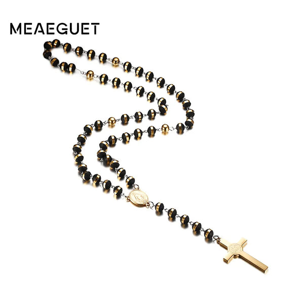 Black Gold Rosary Necklace-ToShay.org