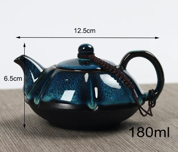 Blue Glazed Ceramic Teapot-ToShay.org