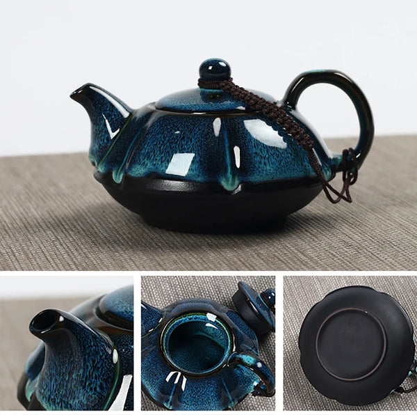 Blue Glazed Ceramic Teapot-ToShay.org