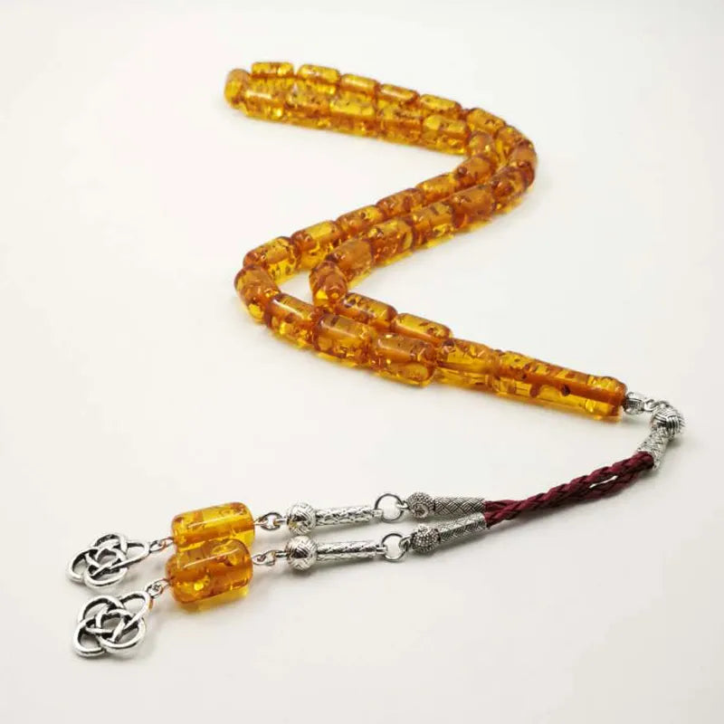 Yellow Amber Resin Prayer Beads-ToShay.org
