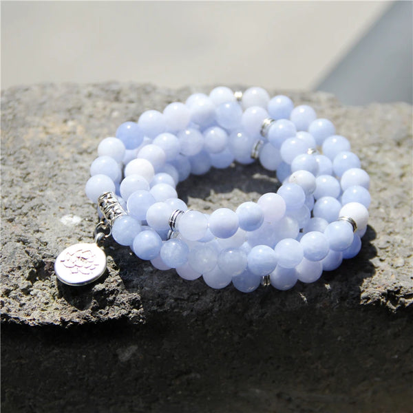 Blue Aquamarine Mala Bracelet-ToShay.org