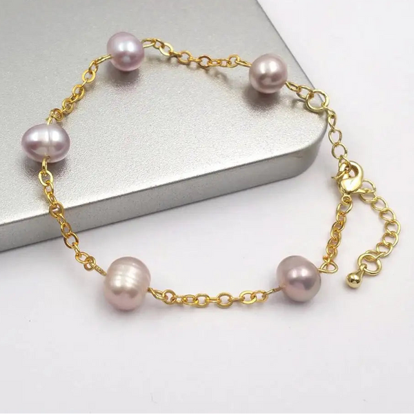 White Pearl Chain Bracelet-ToShay.org