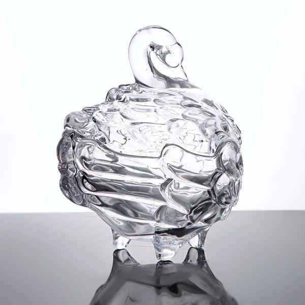 Crystal Glass Swan Storage Jar-ToShay.org
