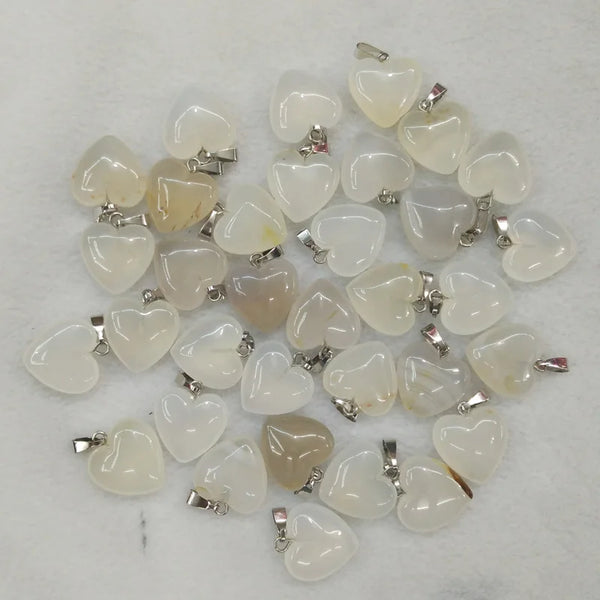 White Agate Heart Pendants-ToShay.org