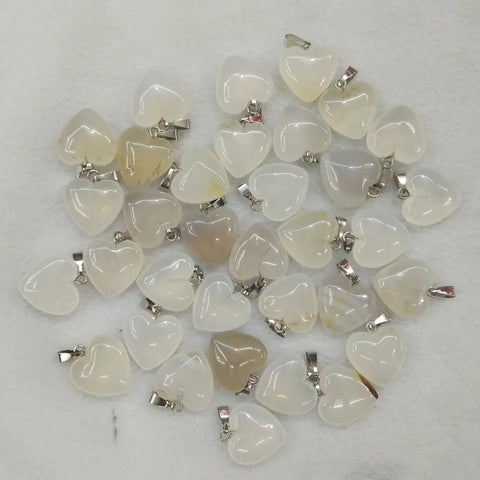 White Agate Heart Pendants-ToShay.org