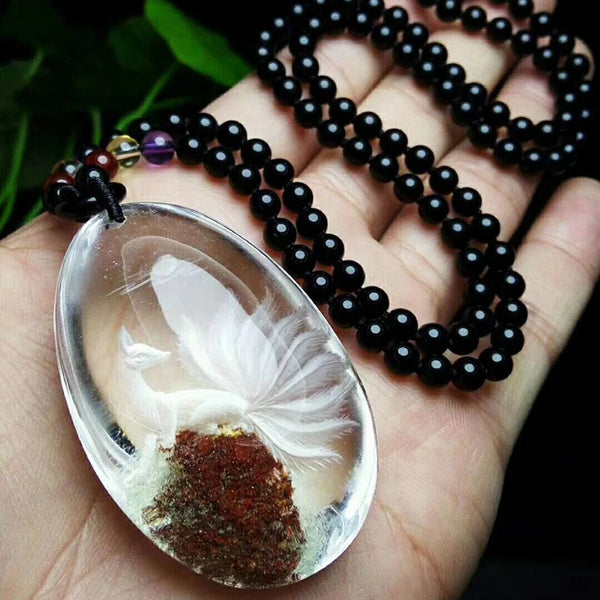 White Crystal Fox Pendant-ToShay.org