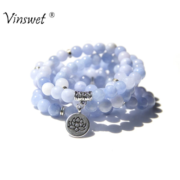 Blue Aquamarine Mala Bracelet-ToShay.org