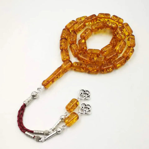 Yellow Amber Resin Prayer Beads-ToShay.org