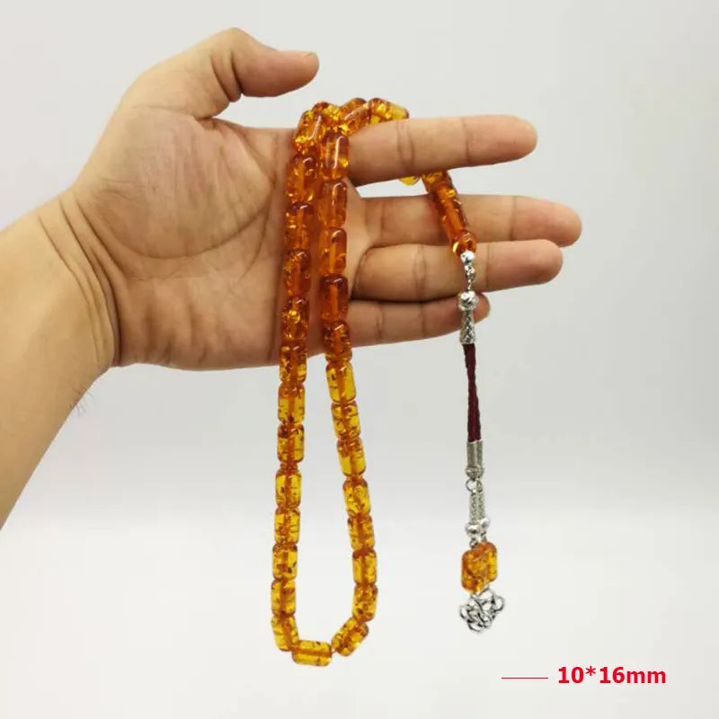 Yellow Amber Resin Prayer Beads-ToShay.org