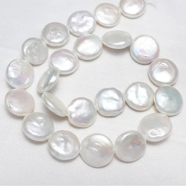 White Pearl Coin Beads-ToShay.org