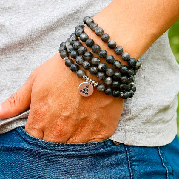 Black Flash Labradorite Mala Beads-ToShay.org