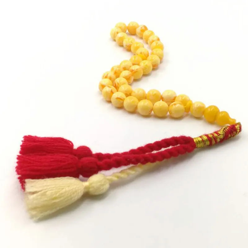 Yellow Amber Resin Prayer Beads-ToShay.org
