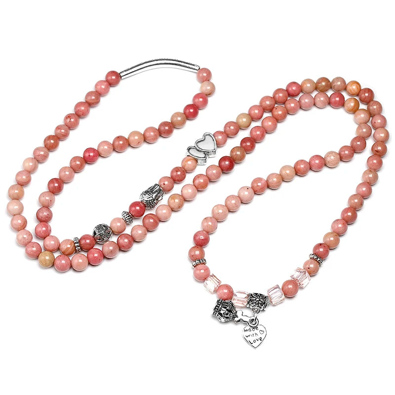 Pink Rhodochrosite Bead Mala-ToShay.org