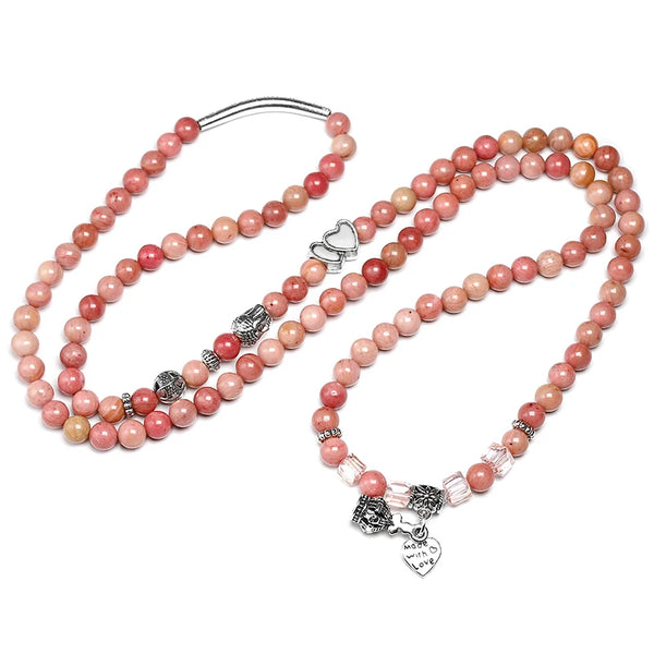 Pink Rhodochrosite Bead Mala-ToShay.org