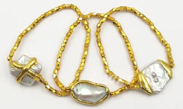 White Pearl Chain Bracelet-ToShay.org