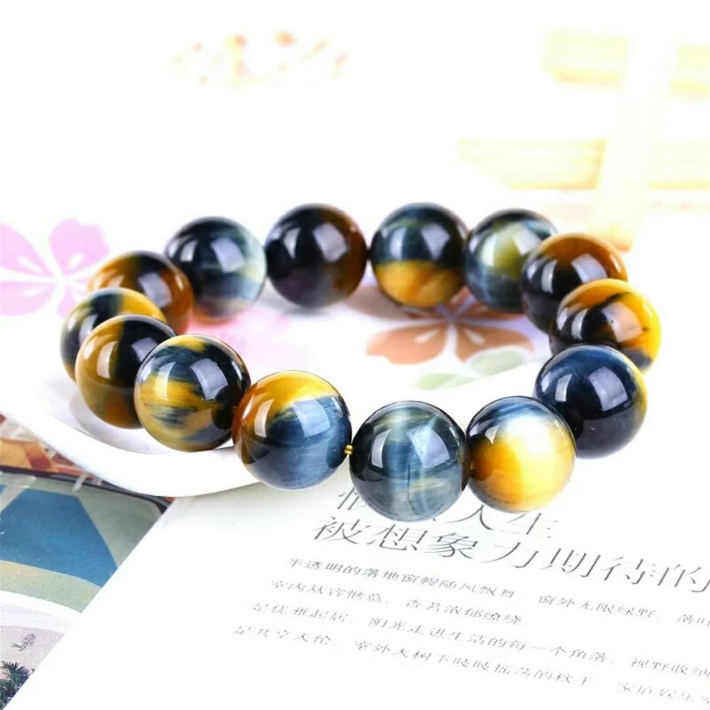 Yellow Blue Tigers Eye Bracelet-ToShay.org