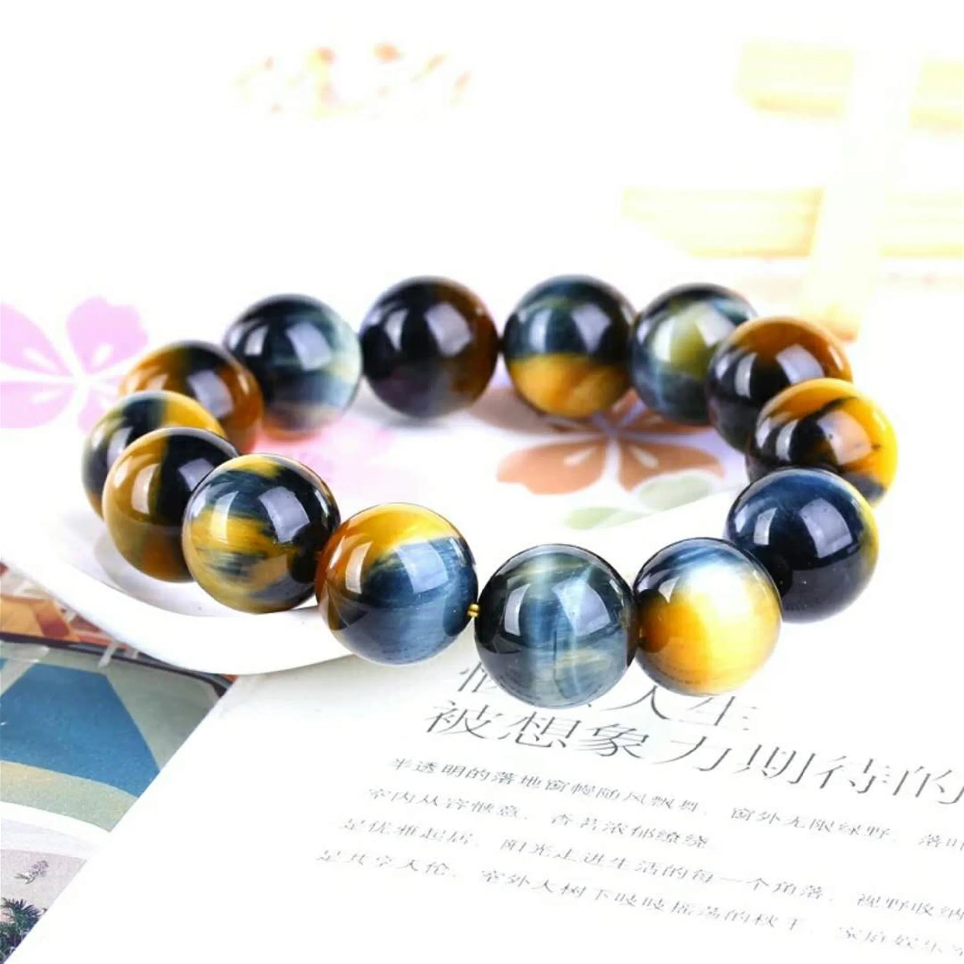 Yellow Blue Tigers Eye Bracelet-ToShay.org