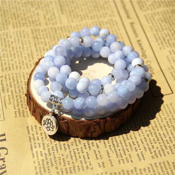 Blue Aquamarine Mala Bracelet-ToShay.org