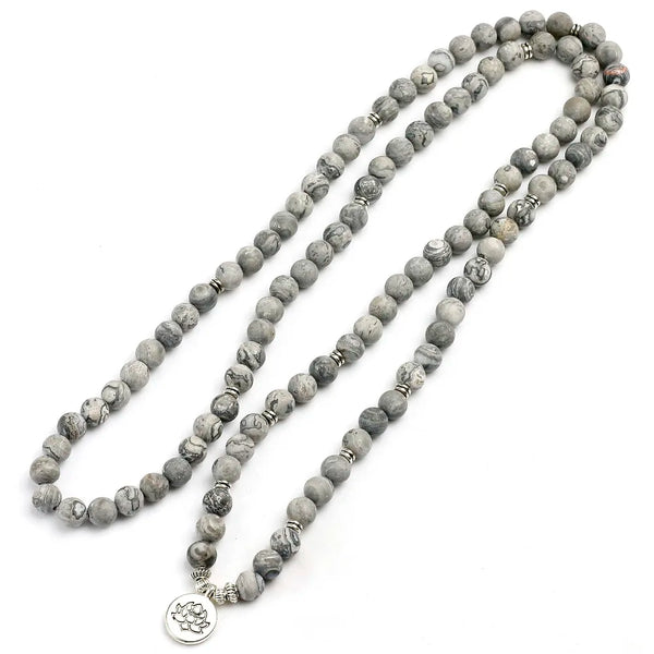 Grey Map Stone Mala Beads-ToShay.org