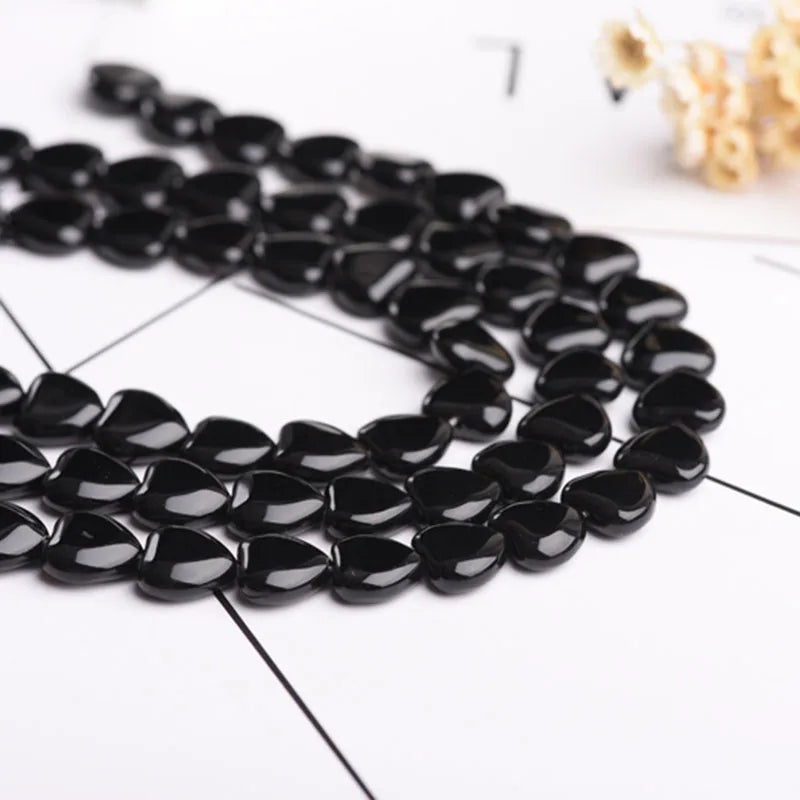 Black Agate Heart Beads-ToShay.org