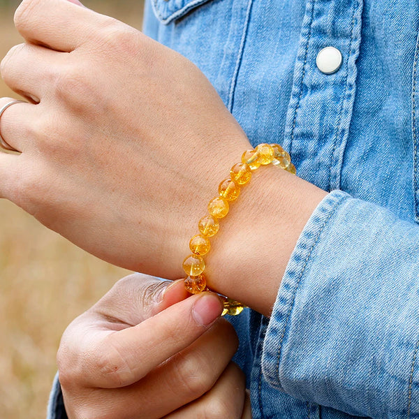Yellow Citrine Bead Bracelet-ToShay.org