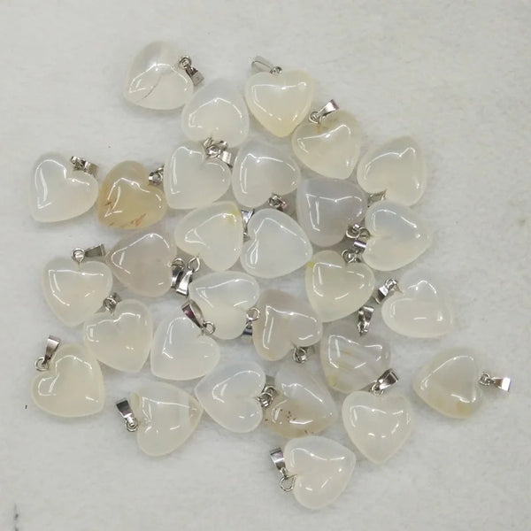 White Agate Heart Pendants-ToShay.org