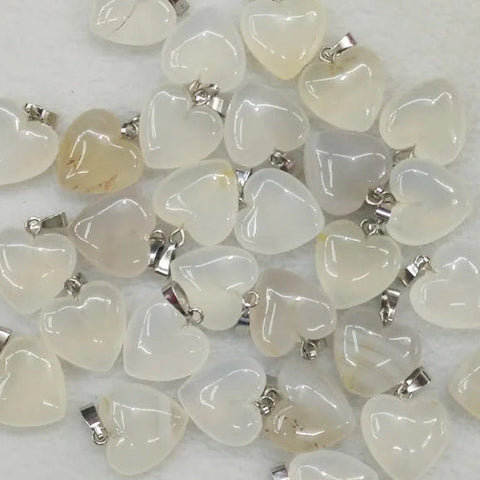 White Agate Heart Pendants-ToShay.org