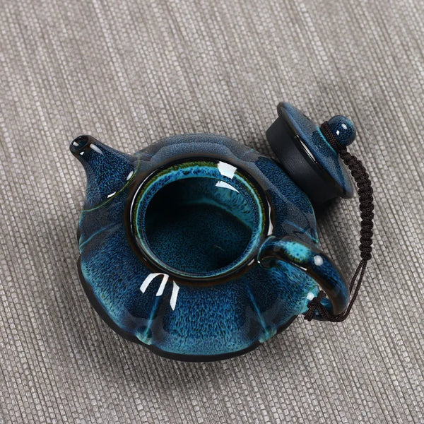 Blue Glazed Ceramic Teapot-ToShay.org