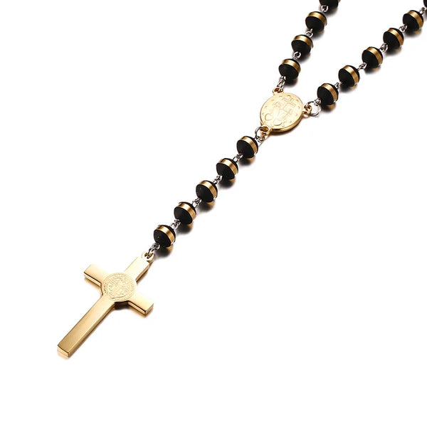 Black Gold Rosary Necklace-ToShay.org