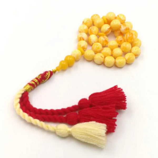 Yellow Amber Resin Prayer Beads-ToShay.org