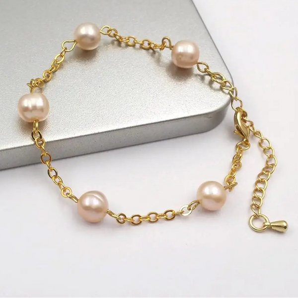 White Pearl Chain Bracelet-ToShay.org