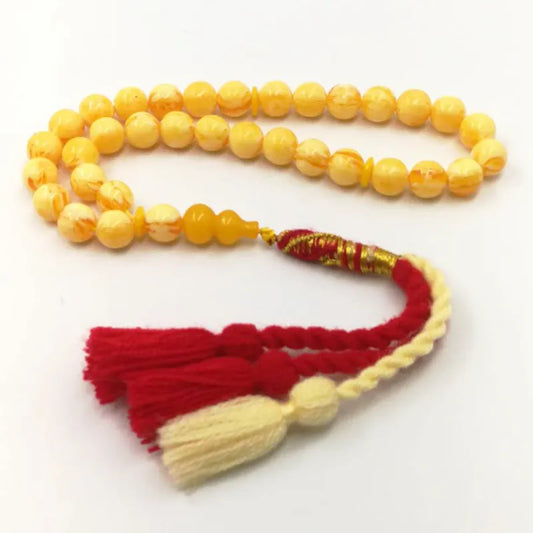 Yellow Amber Resin Prayer Beads-ToShay.org