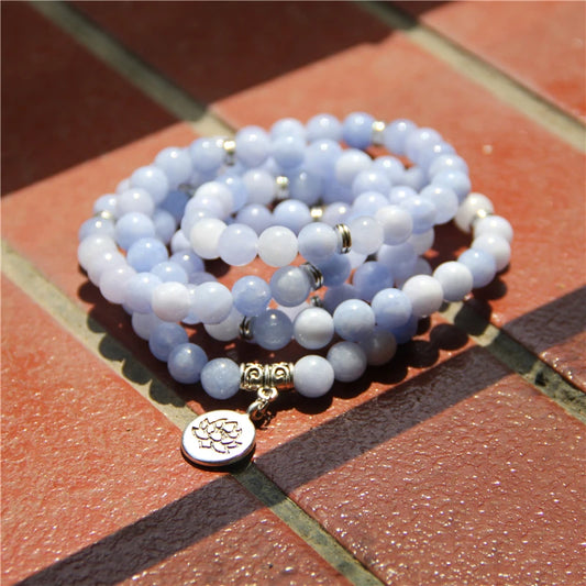 Blue Aquamarine Mala Bracelet-ToShay.org