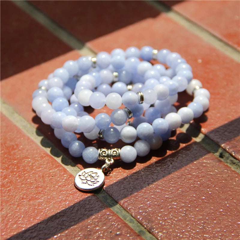 Blue Aquamarine Mala Bracelet-ToShay.org