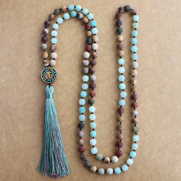 Blue Amazon Stone Mala Beads-ToShay.org