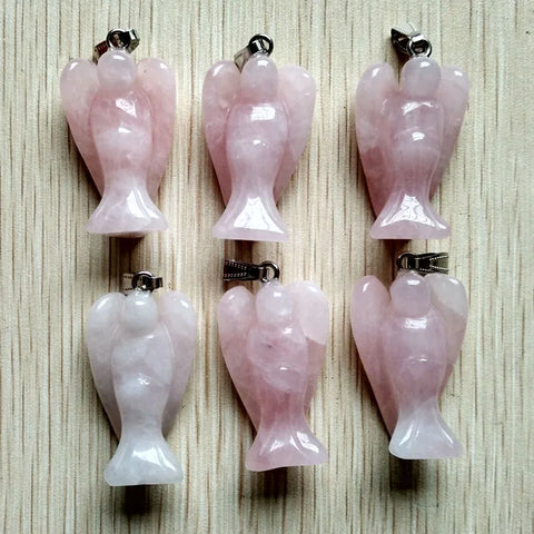 Pink Rose Quartz Angel Pendants-ToShay.org