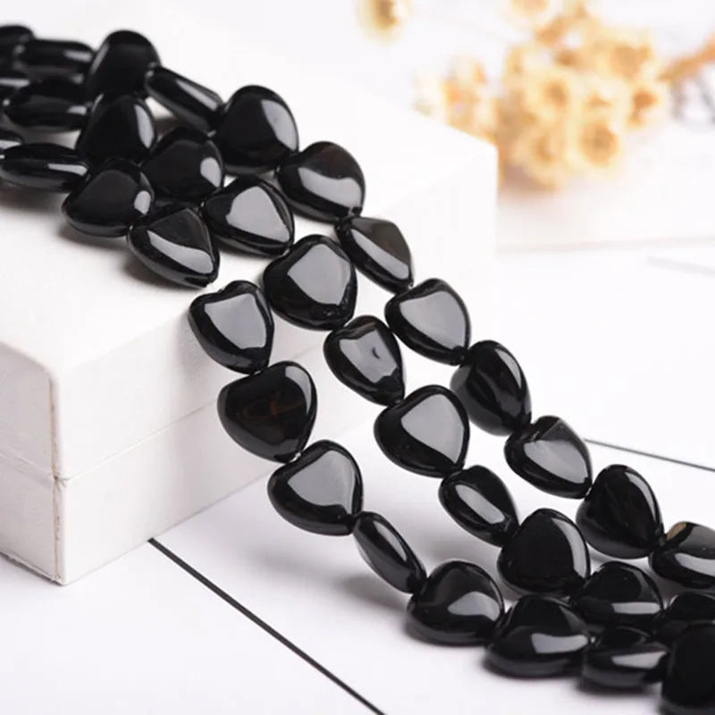 Black Agate Heart Beads-ToShay.org