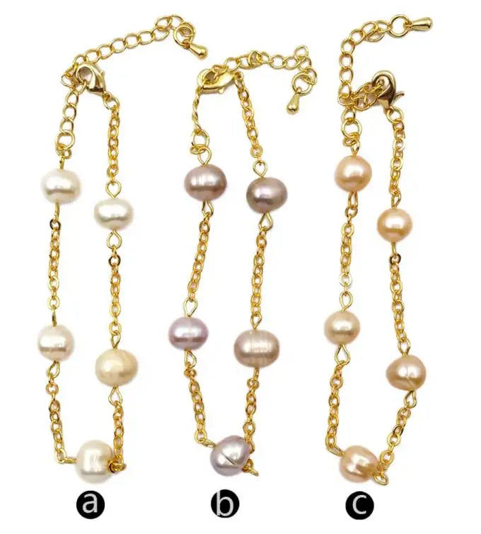 White Pearl Chain Bracelet-ToShay.org