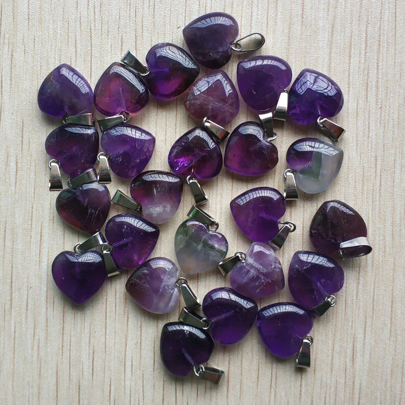 Purple Crystal Heart Pendants-ToShay.org