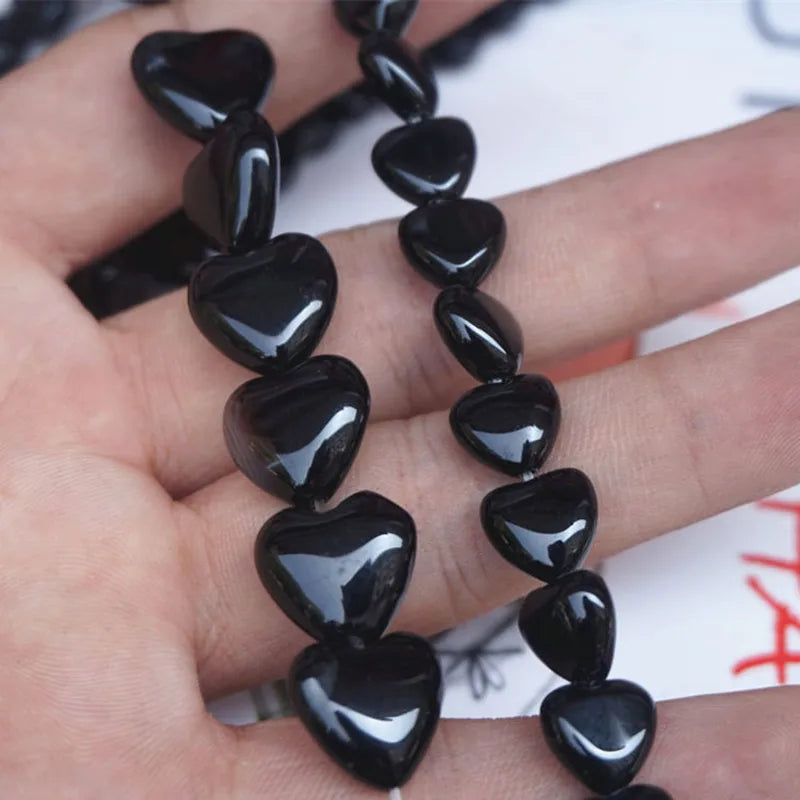 Black Agate Heart Beads-ToShay.org