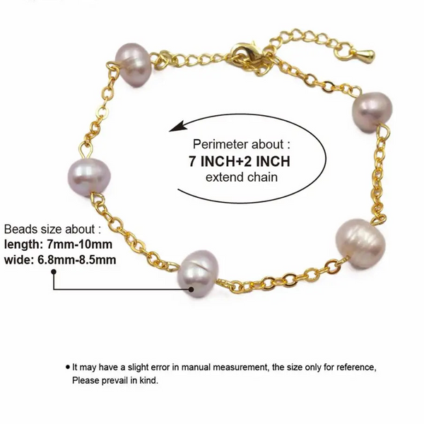 White Pearl Chain Bracelet-ToShay.org