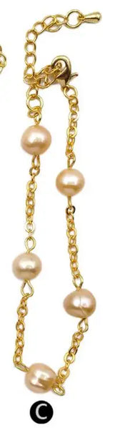 White Pearl Chain Bracelet-ToShay.org